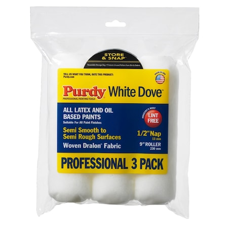 Purdy Purdy White Dove Woven Fabric 9 in. W X 1/2 in. Paint Roller Cover 3 pk 140864000